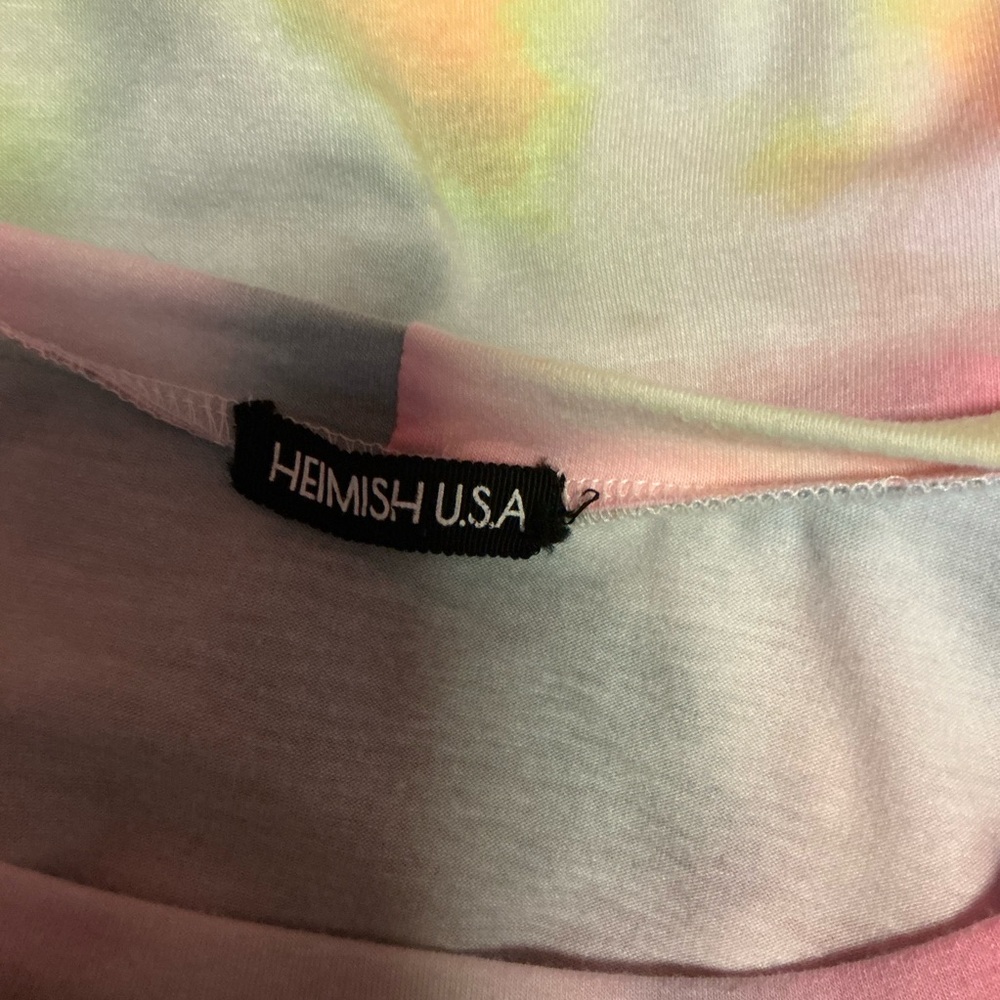 Feminine Pastel Tie Dye Top Heimish USA Ruffle Sleeve Pocket Top - Picture 3 of 9